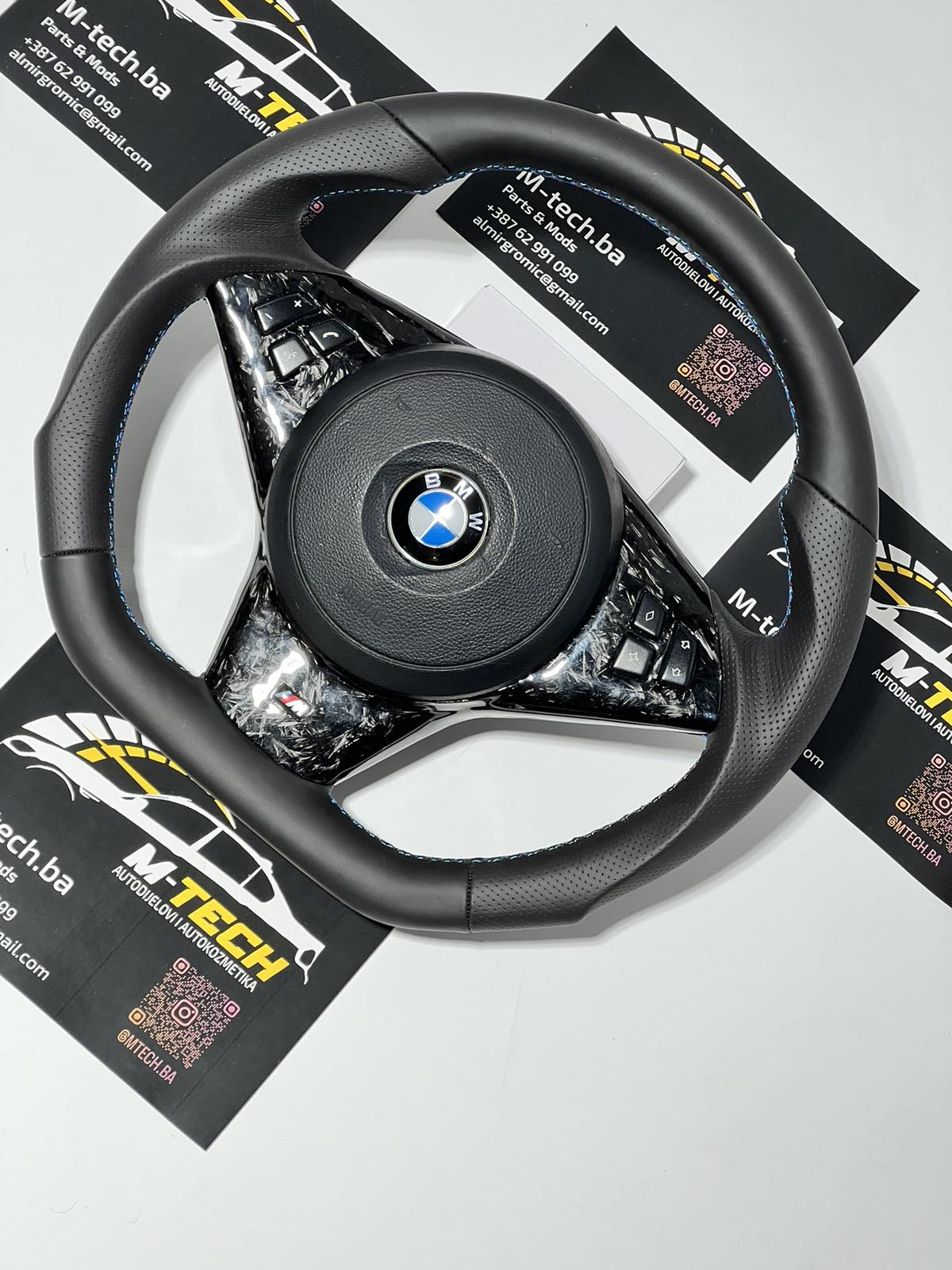 BMW Custom Tuning M Sport Forged Carbon Steering Wheel for E60 E61 E63 E64 M5 M6 - Image 4